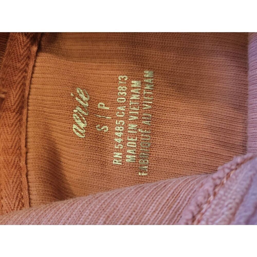 Aerie Sweatshirt Women's Small Pink Ribbed Textured All Cotton Cropped Lounge - Picture 4 of 4